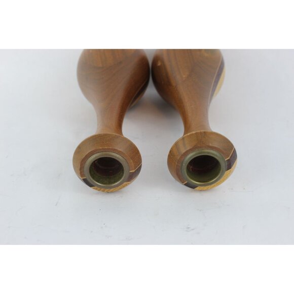 MCM Wood Candlestick Holders Sculpted Pair, Once Upon a Tree Vermont, 7.5 Inch - Picture 7 of 12